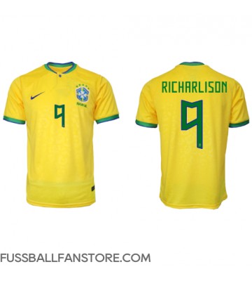 Brasilien Richarlison #9 Replik Heimtrikot WM 2022 Kurzarm